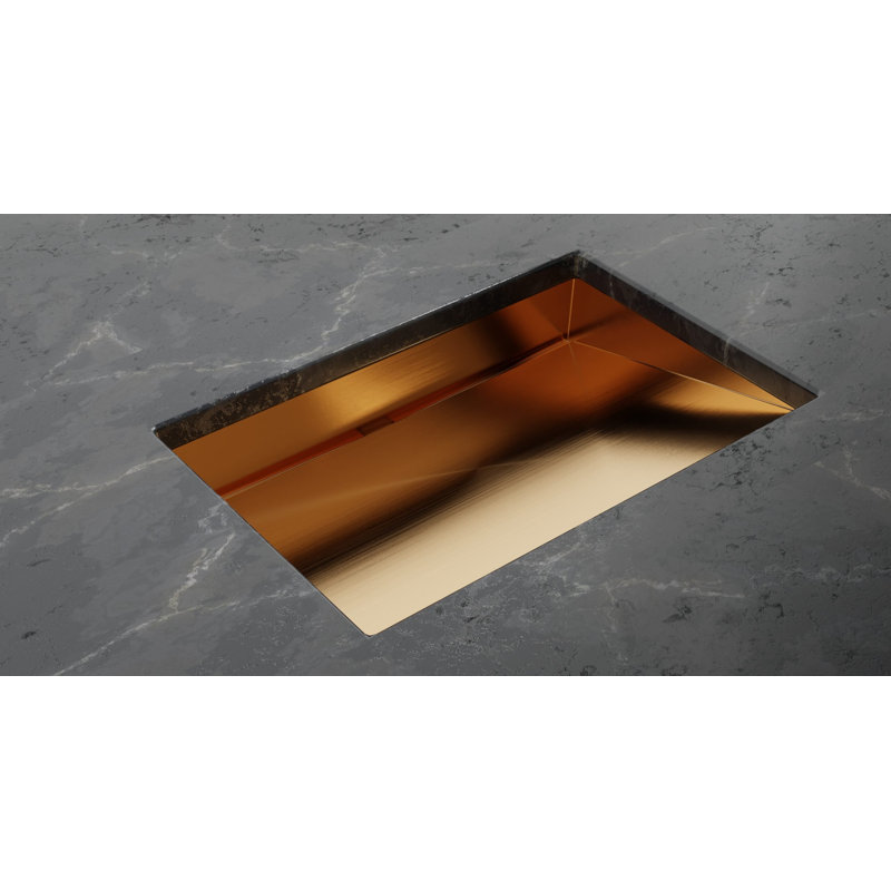 Lavabo de salle de bain encastrable en acier inoxydable brossé 23,6 po x 16,5 po Badeloft ES-UB-04-L-BRG, Or rose