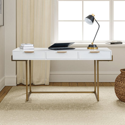 Rothi Iron Writing Desk with Built-In Electrical Outlet