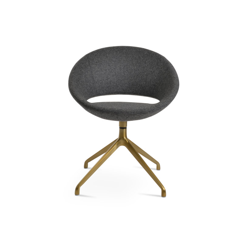 Chaise d'appoint pivotante Crescent Spider, Gris foncé, Laiton