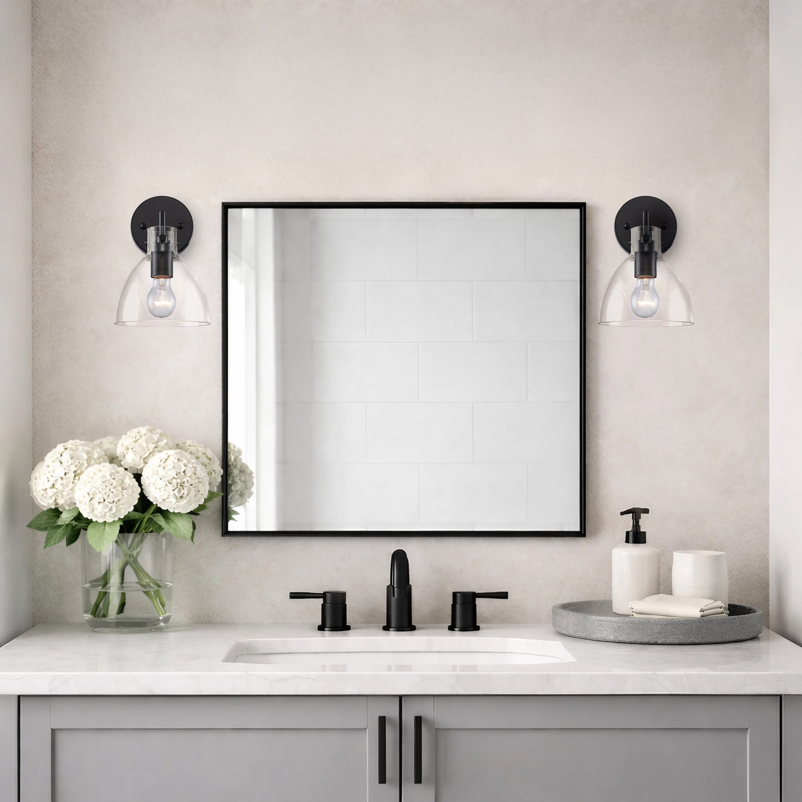 Martins Single Light Dimmable Vanity Light, Black