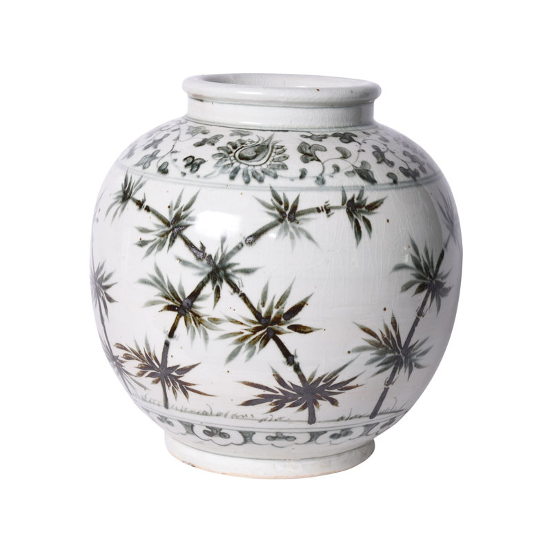 Pot de porcelaine intérieur/extérieur gris/blanc 15 po