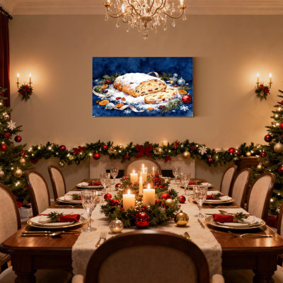 Christmas Christmas Stollen avec neige et décorations, ensemble de 3 impressions sur toile