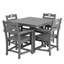 Ensemble de salle à manger d'extérieur en PEHD gris, 5 pièces, table carrée et 4 fauteuils