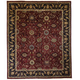 Oriental Hand-Knotted Wool Burgundy/Black/Ivory Area Rug