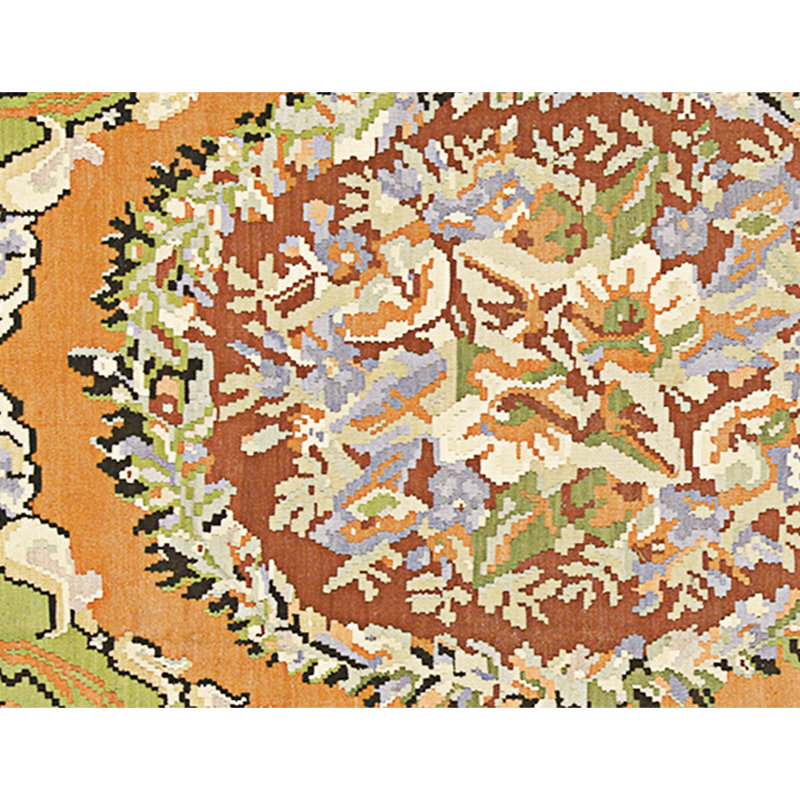 Tapis vert et multicolore de haute qualité noué à la main