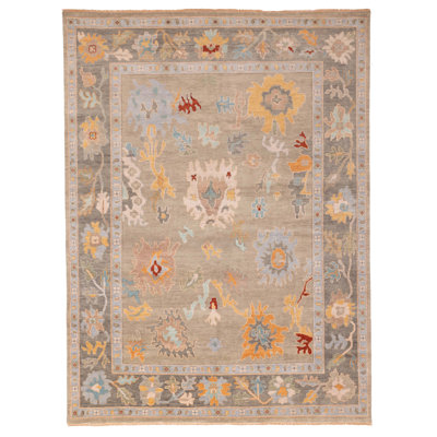 Modern Oushak Sage Rug 9'1" x 12'0"