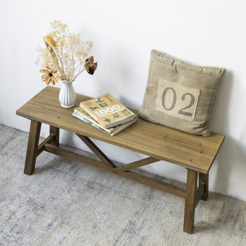 Banc en bois massif Fawaka, Naturel