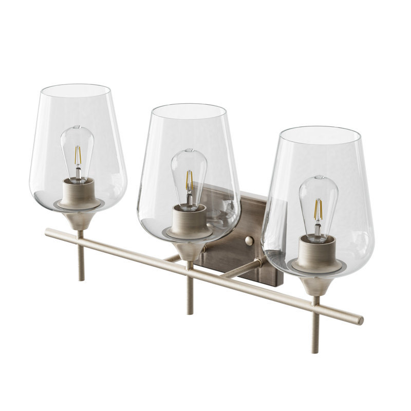Éclairage pour salle de bain à intensité variable 3 lumières Herricks, Transparent, Nickel brossé