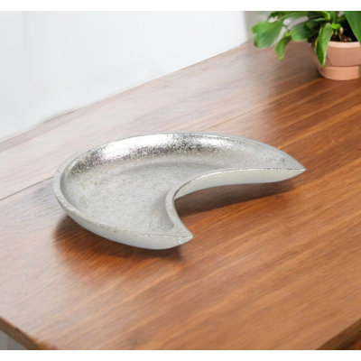 7" Silver Crescent Cast Iron Vanity Tray