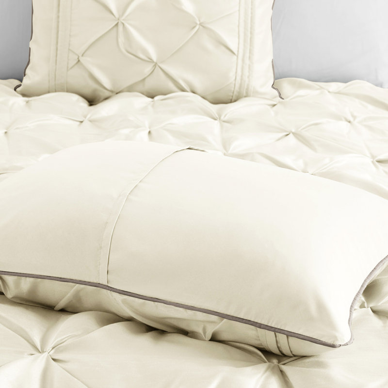 Édredon double - 7 pièces avec broderie Allure, Édredon double et 6 pièces supplémentaires, Ivoire ivoire