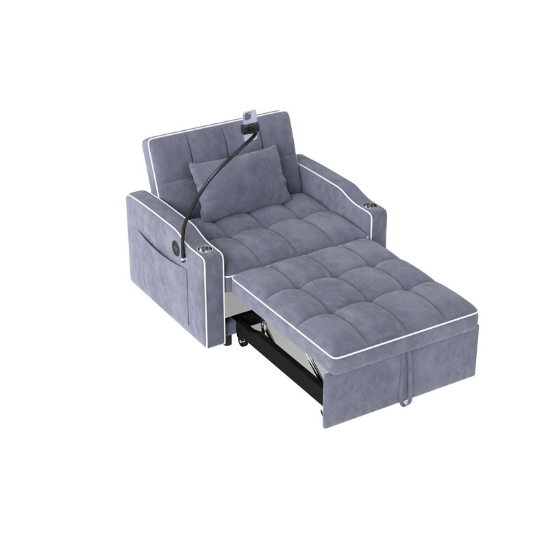 Méridienne d'appoint convertible convertible 37 po Jalena, Gris foncé