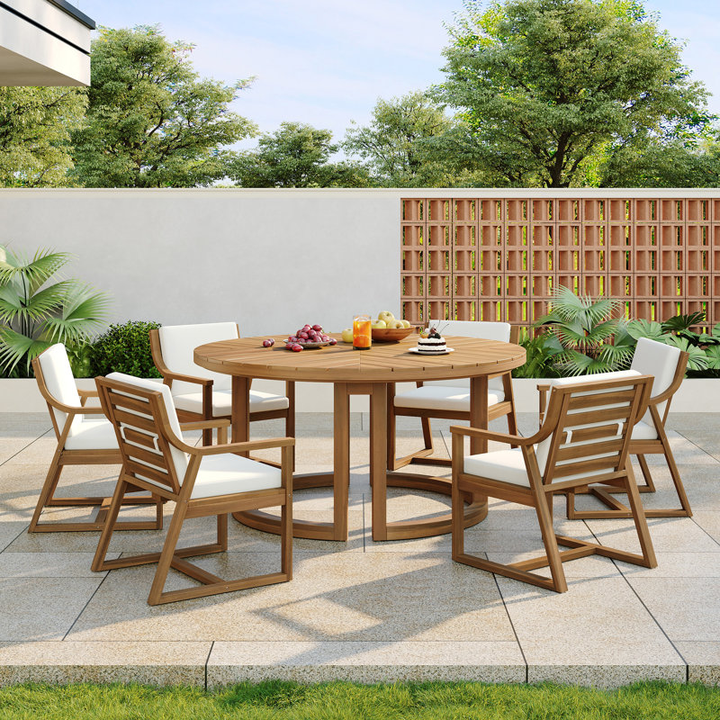 Ensemble de table de salle à manger pour 6 personnes, Teak
