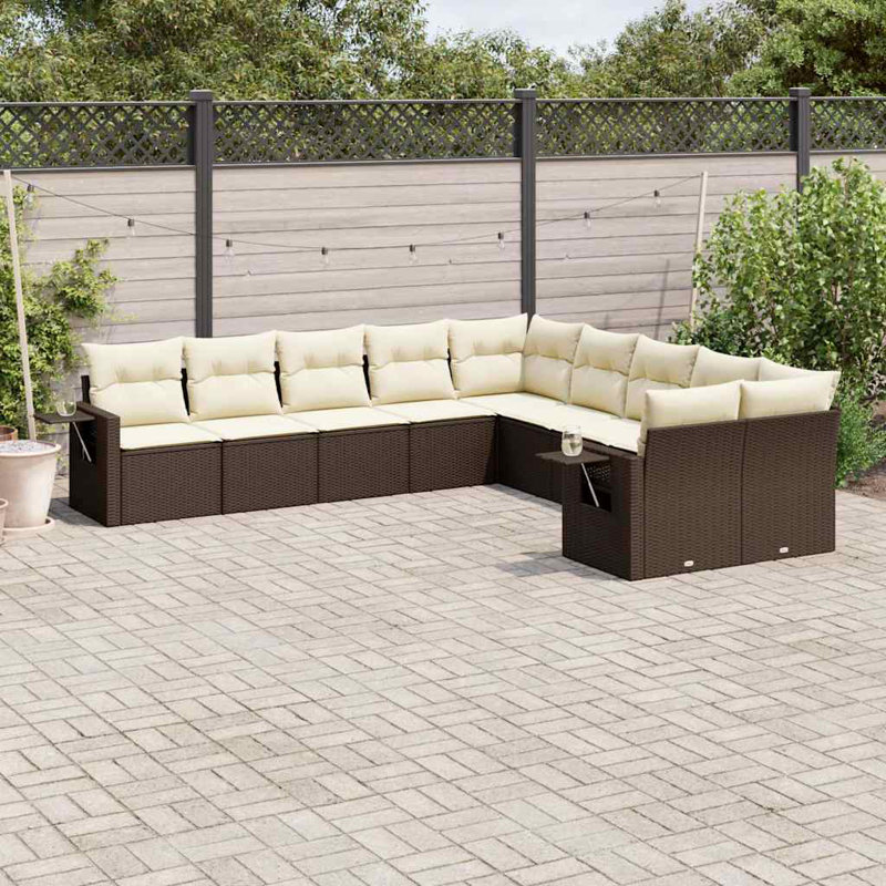 Ensemble de canapé de jardin Vidaxl brun et blanc crème