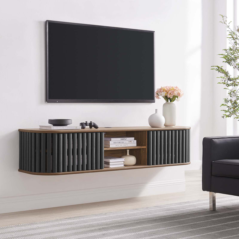Modway 64'' W Floating Storage Credenza, Walnut
