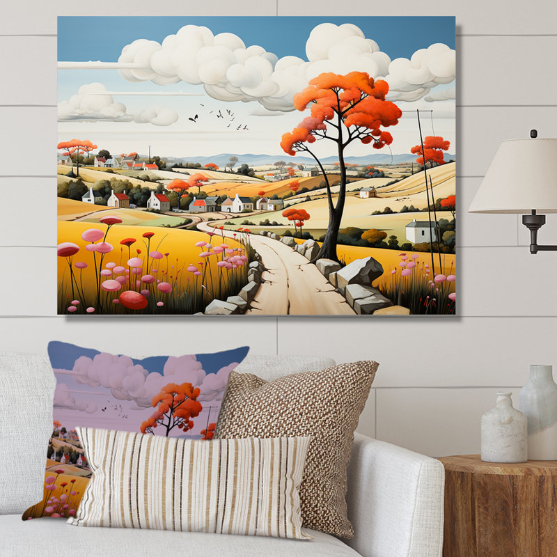 De Stijl Style County Side III sur toile, Toile tendue, H 16 po x l 32 po x P 1 po