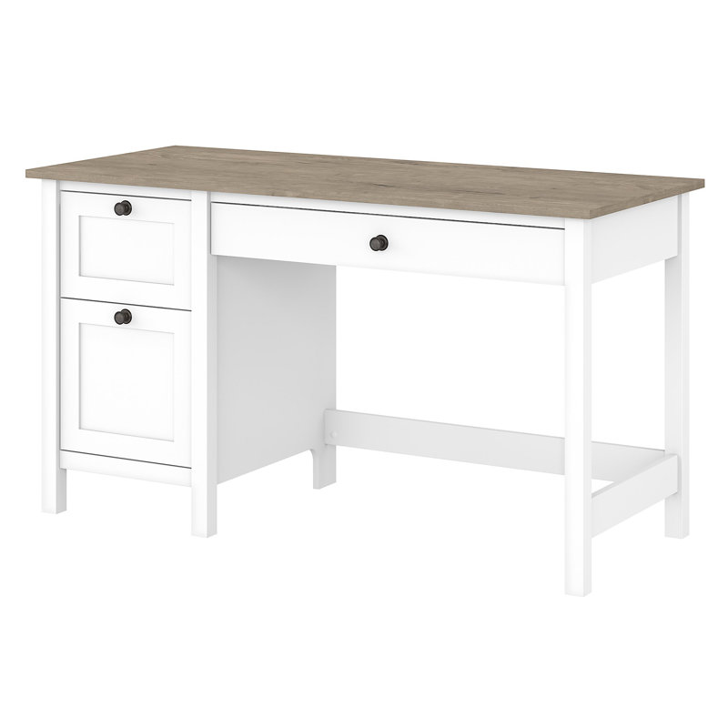 Ovia 54''W Desk, Shiplap Gray/Pure White