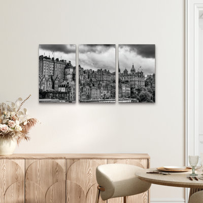 Ensemble de 3 panneaux muraux - Marcus Jules «European Photo», art mural sur toile pour le salon, la chambre à coucher ou le bureau 