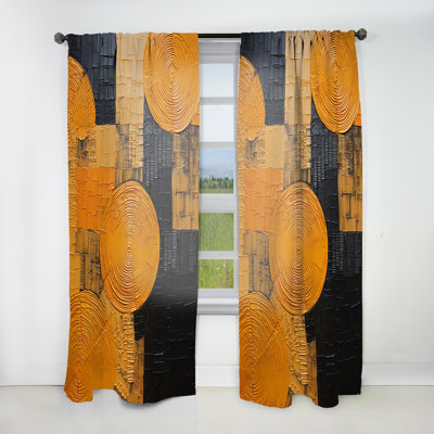 Elizabeth Artistic Yellow Pottery - Boho Pottery Curtain - Velvet Room Darkening - 1 Panel