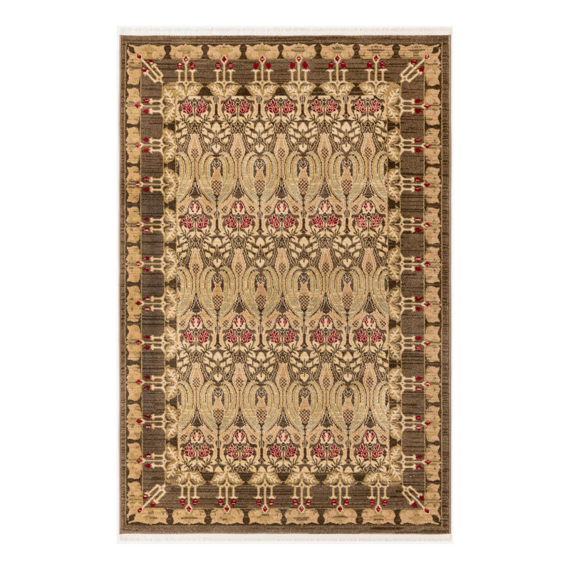 Moore Ikat Brown Area Rug, Rectangle 4'1" x 6'1"