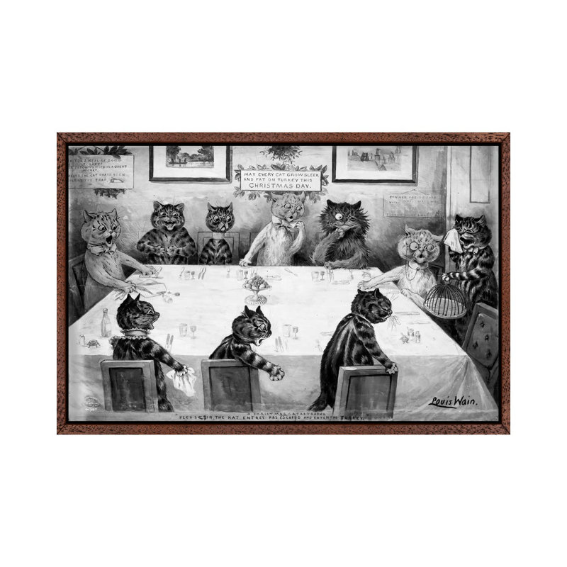 A Christmas Catastrophe - Print on Canvas, 101.6 cm H x 66.04 cm W, Classic Brown Wood Framed
