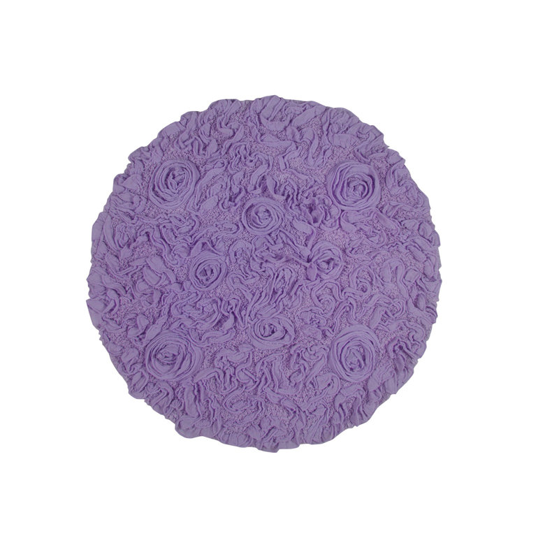 Franciska 100% Cotton Machine Washable Round Bath Rugs, 22"W x 22"L, Purple