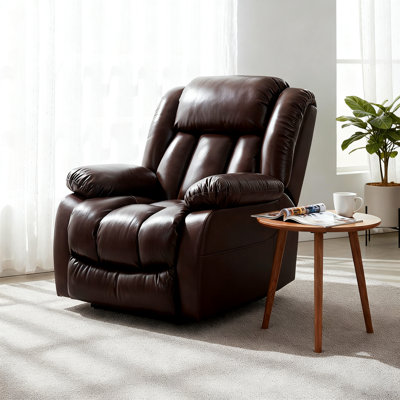 Genuine Leather Power Lift Recliner Chair With Massage And Heat, 350 Lbs Weight Capacity, Dual Motor by Red Barrel Studio
