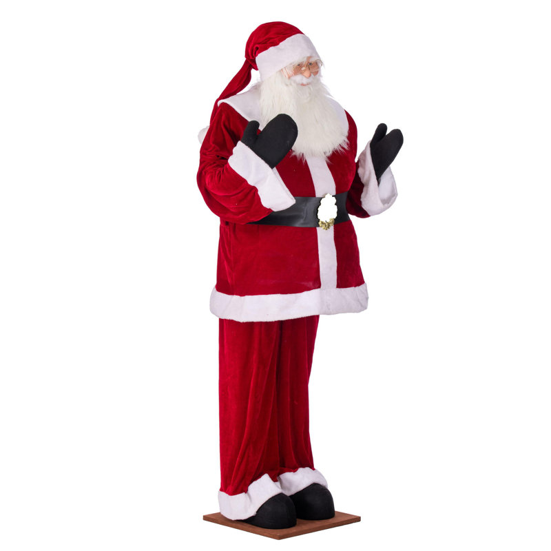 Père Noël debout ou assis en velours rouge 6 pi