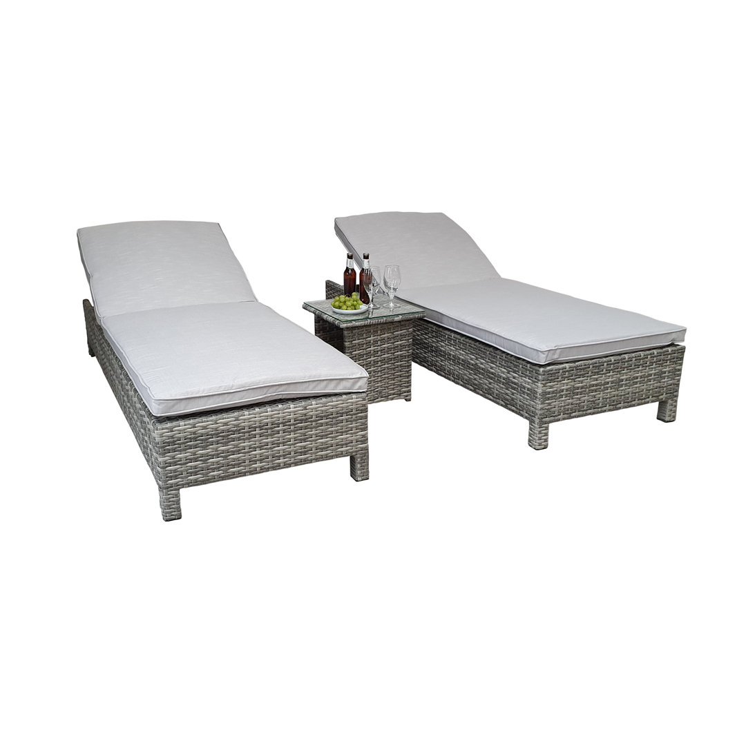 Ashyr Double Reclining Sun Lounger with Cushion and Table