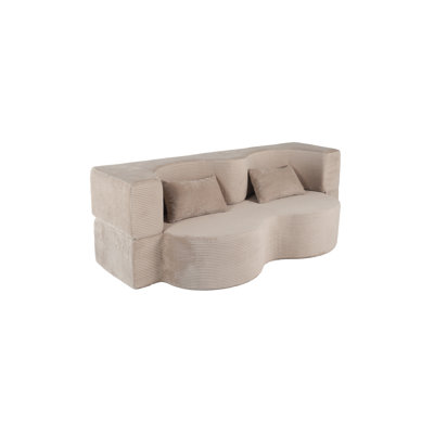 Beige Sleek Modern Convertible 3-Seater Sofa Bed