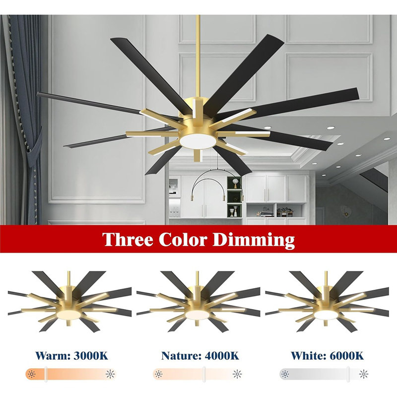 Ventilateurs de plafond de 72 pouces avec lumières et télécommande, intérieur / extérieur ...