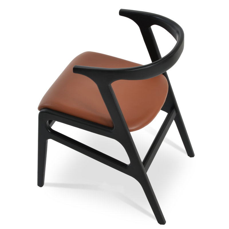 Chaise avec accoudoirs en bois de frêne Morelato, Noisette