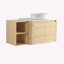 Meuble-lavabo mural de 42 pouces avec lavabo en céramique, portes à fermeture douce et étagères de rangement pour salles de bains modernes