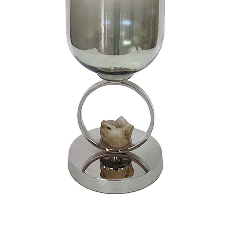 Aseel Glass and Aluminum Table Vase 1, 21.7" H x 6" W x 6" D