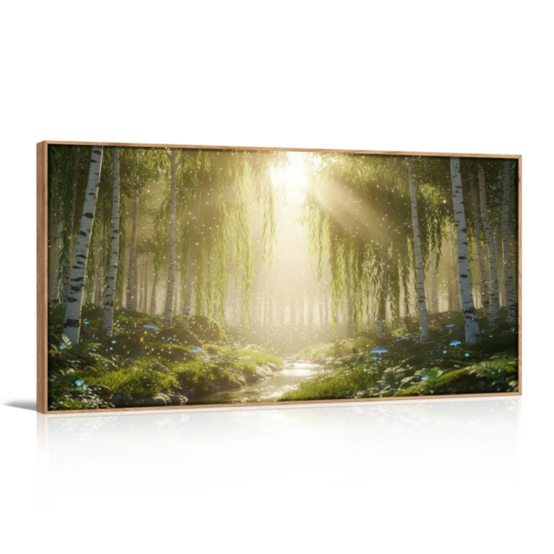 «Sunlit Forest», reproduction d'art sur toile encadrée de 1 48 po x 24 po, 48 x 24 pouces