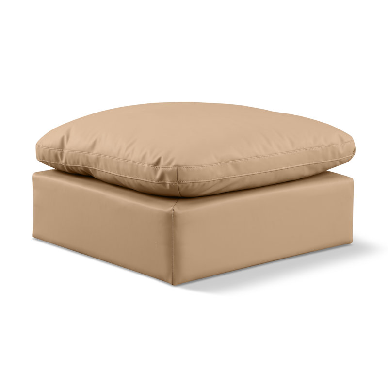 Itala Upholstered Ottoman, Tan Vegan Leather