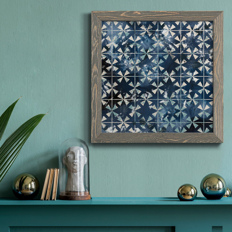 Toile encadrée de qualité supérieure Tile-Dye III - prête à être accrochée, H 31,5 po x l 31,5 po x P 1,5 po, Encadré gris