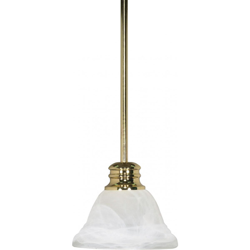 Charmaine 1 - Light Single Pendant, No, Polished Brass, Alabaster Swirl Glass