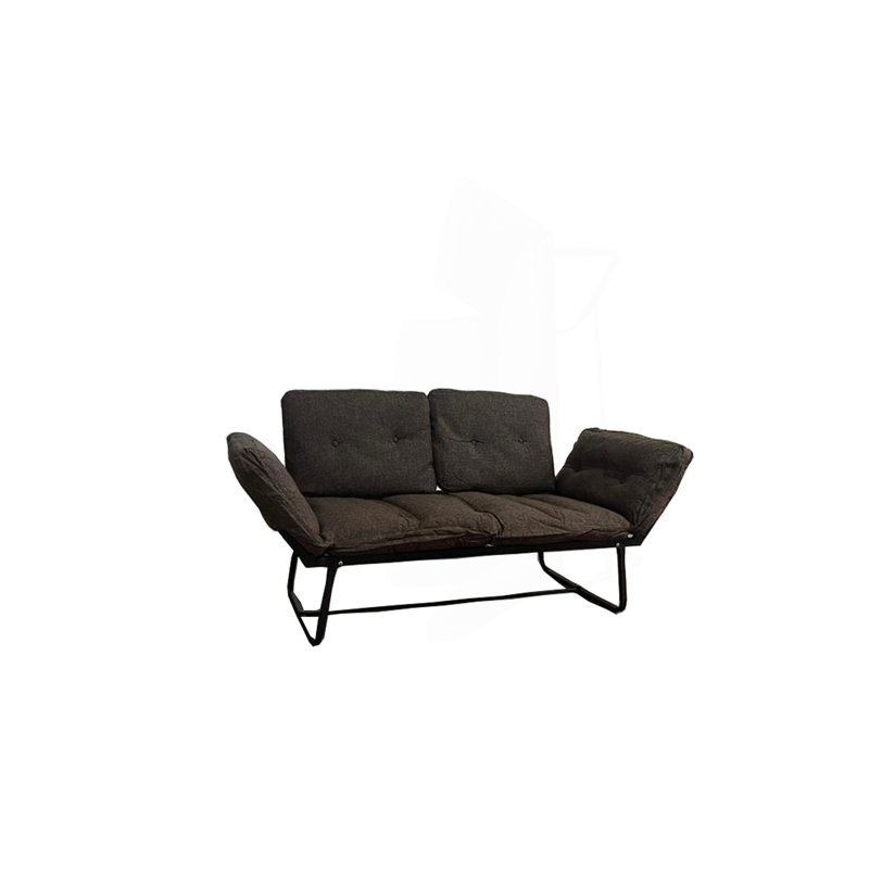 Causeuse futon avec cadre en métal, Marron foncé
