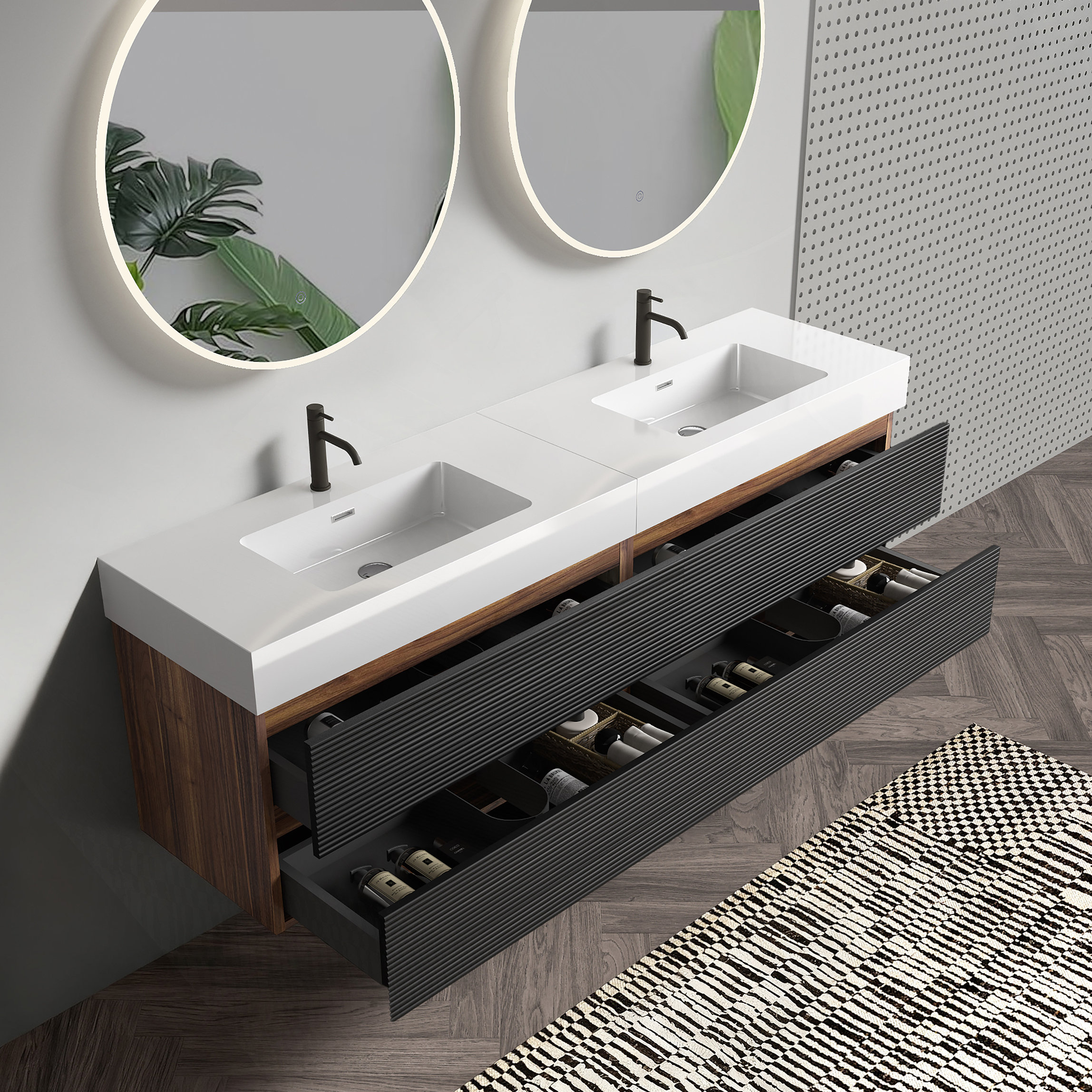 Wrought Studio Bathroom Vanity With Sink And Drawers, Wall Mounted ...