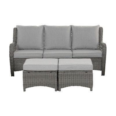 Ashlyn Polyethylene (PE) Wicker 3 - Person Seating Group with Ottomans