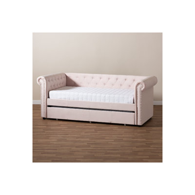  Mabelle Modern and Contemporary Brown Faux Leather Upholstered Daybed with Trundle