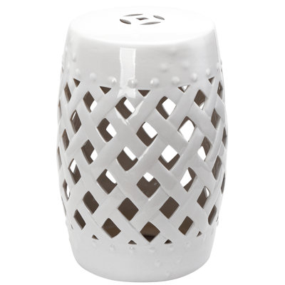Repose-pieds en céramique blanc avec motif, 13 po x 18 po, tissé, robuste et chic, 13 po x 18 po, blanc