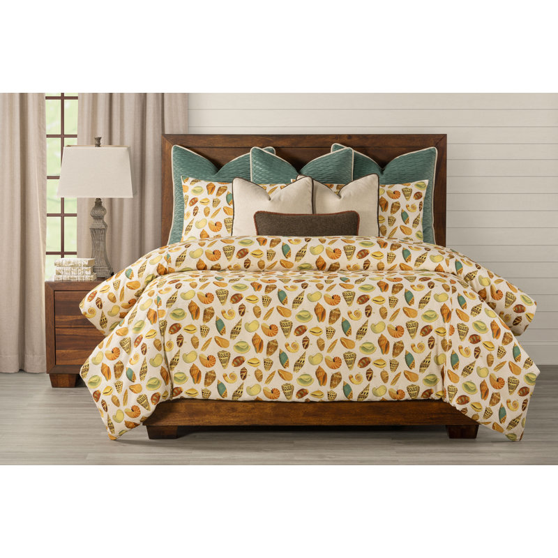 Seashell Print Duvet Cover & Insert Set, California King Duvet Cover + 5 Shams + 3 Pillows