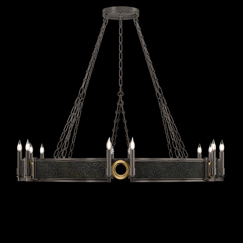 Lustre rond l 49,75 po Mirage, Chevalier noir / laiton / acier de minuit