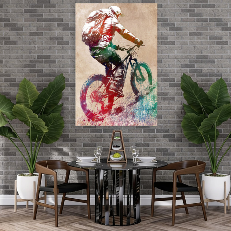 «Vibrant Mountain Biker», art énergique et coloré, H 60 po x l 40 po