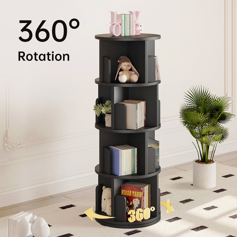 Bibliothèque rotative, bibliothèque rotative à 360 ° pour petits espaces, bibliothèque d'angle pour chambre à coucher, salon, salle d'étude