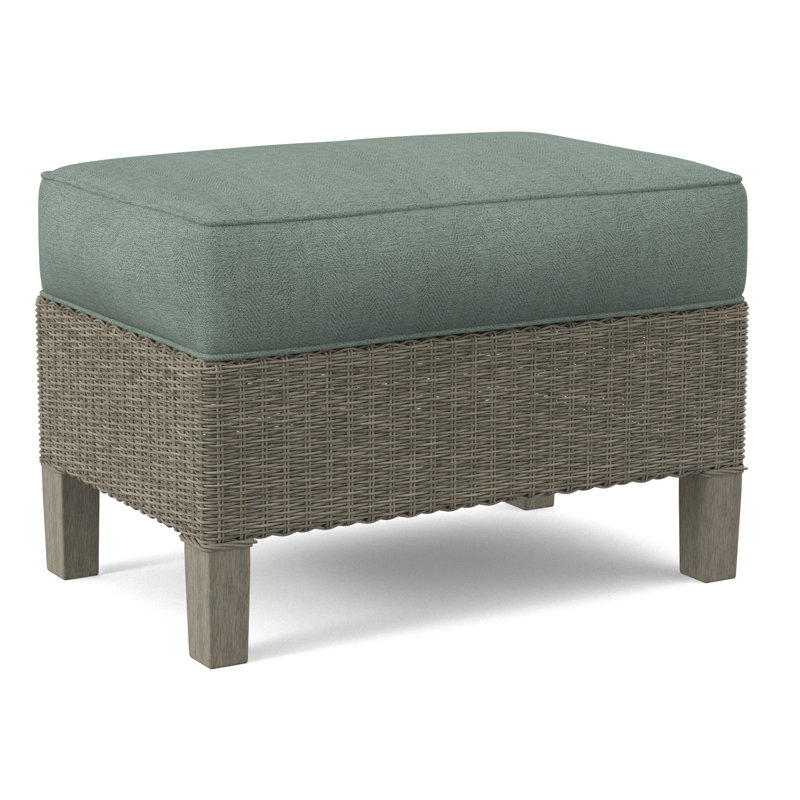 Gibraltar Ottoman, Stone Hearth, Light Blue Performance Fabric; 0851-55