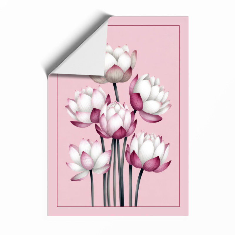 Lotus Blooms Botanical - Framed Print, Unframed, A4 - 29.7 x 21.0 cm