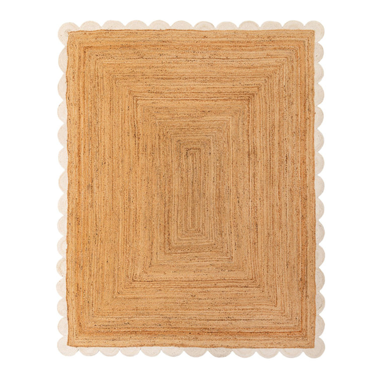 Solid Scallop Braided Jute Rug