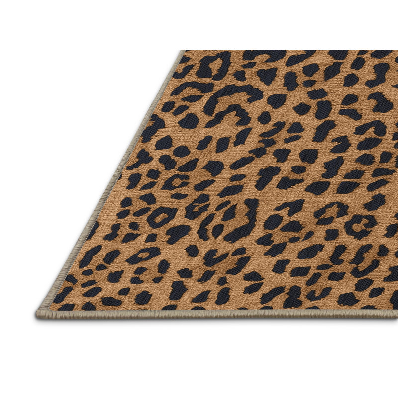 Washable Leopards Big Cats Area Rug, Round 5'